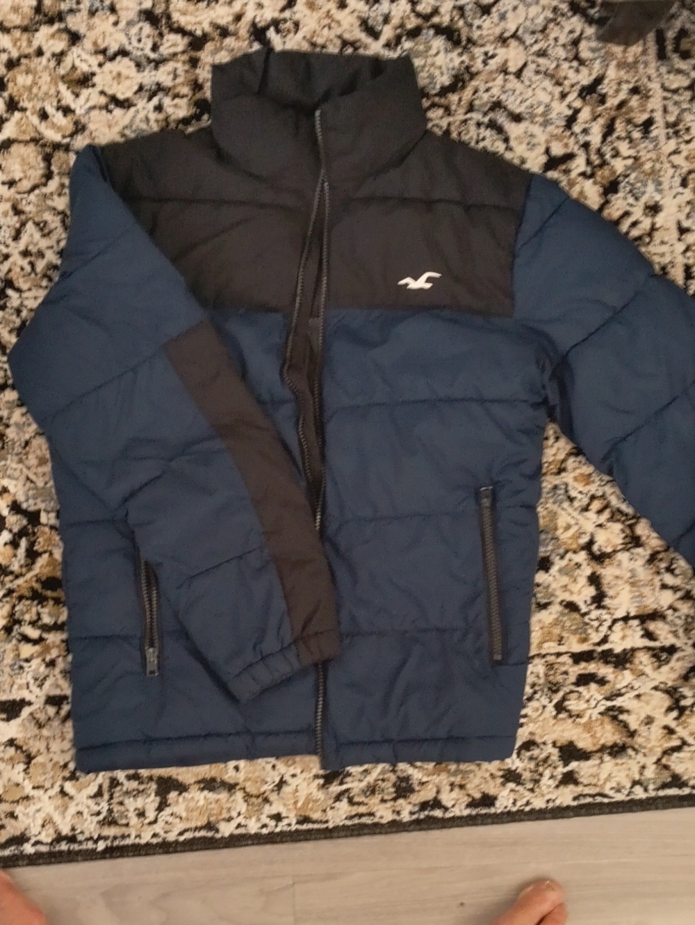 Hollister Navy and Black Puffer Jacket